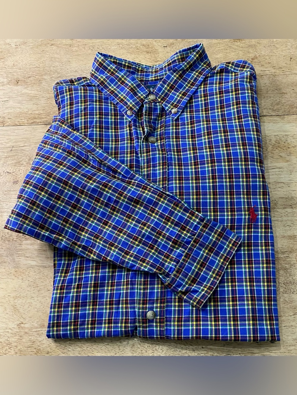 Ralph Lauren Classic Fit Big &‎ Tall Men’s Sz XLT Blue Plaid Oxford Shirt